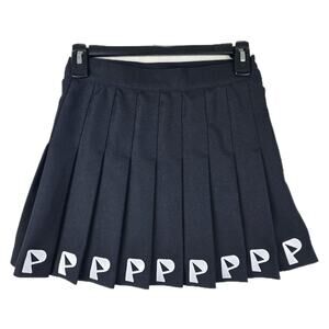 Public School Pictures Brand Pleated Mini Black Logo Skirt Size Small Streetwear